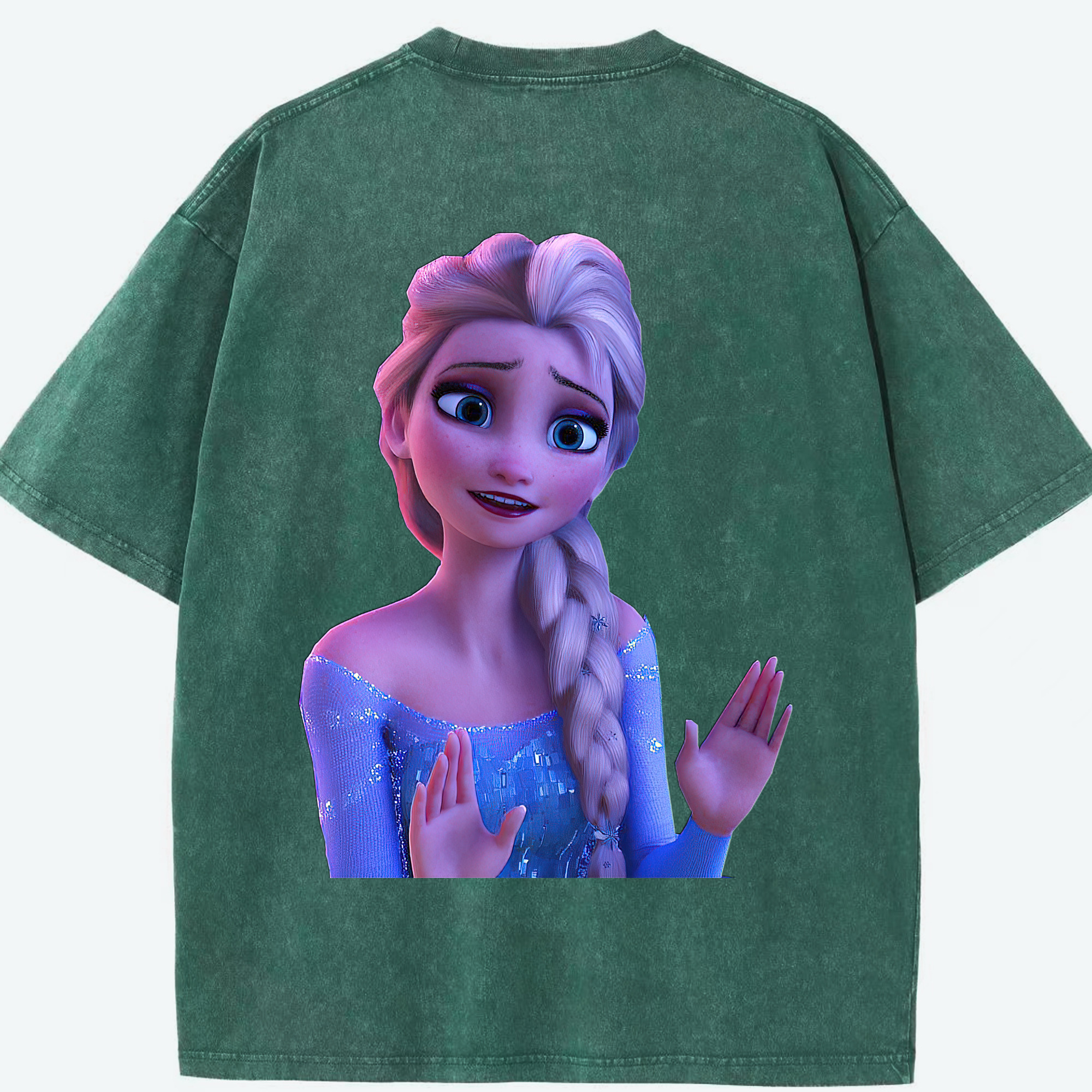 （画像用） アナと雪の女王 アンナ エルサ Frozen Anna Elsa 綿100% ヴィンテージ風 半袖Tシャツ（背面プリント）